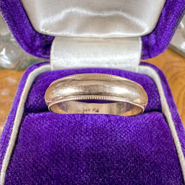 Vintage Millegrain Wedding Band Ring, Size 10