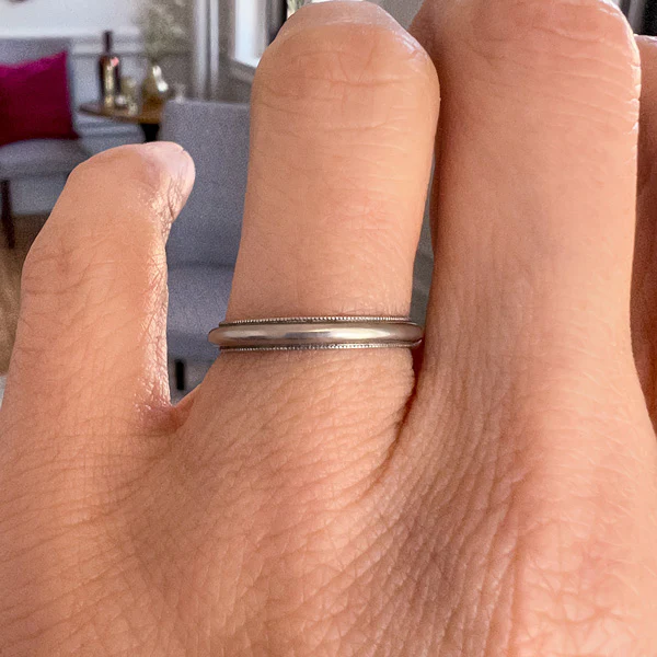 Vintage Millegrained Wedding Band Ring, Size 6 - Image 2