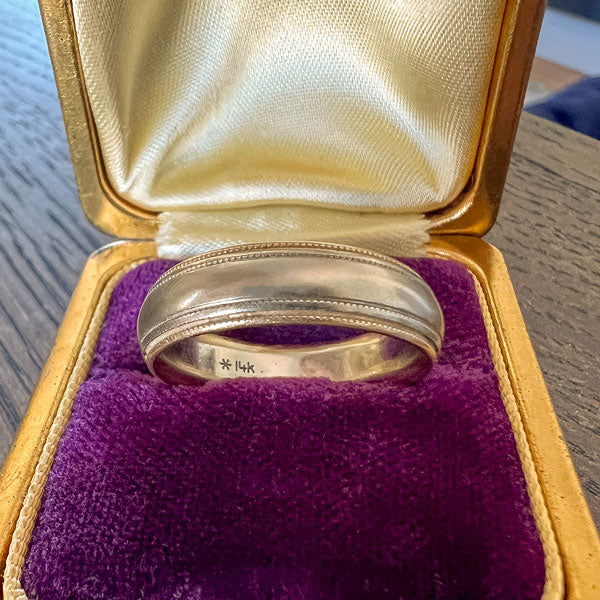 Vintage Millegrained Wedding Band Ring, Size 8 1/4