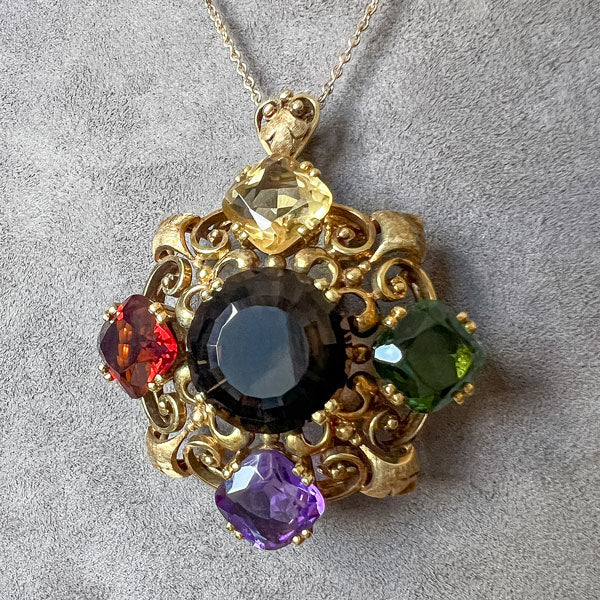 Vintage Multistone Medallion Pendant