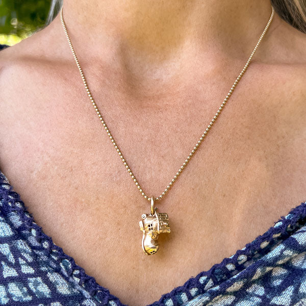 Vintage Old Lady in the Shoe Charm Pendant