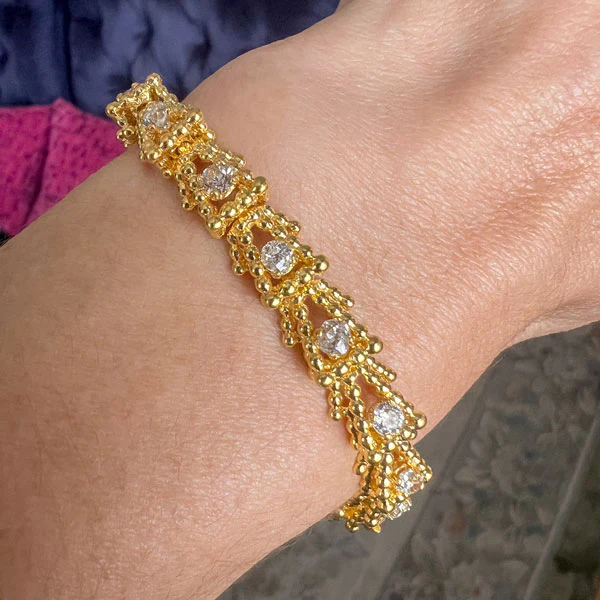 Vintage Old Mine Cut Diamond Bracelet - Image 2