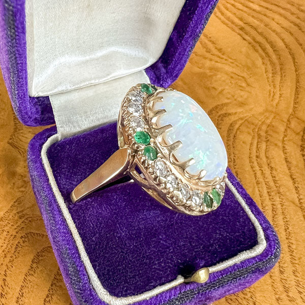 Vintage Opal, Emerald & Diamond Ring - Image 4
