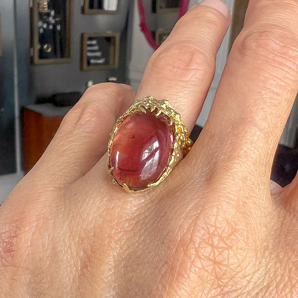 Vintage Organic Cabochon Tourmaline Ring - Image 2