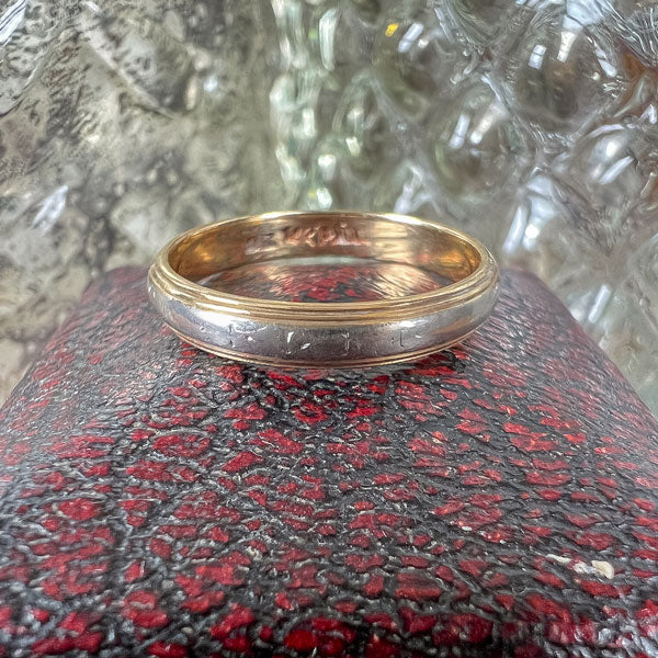 Vintage Two Tone Wedding Band, Size 6