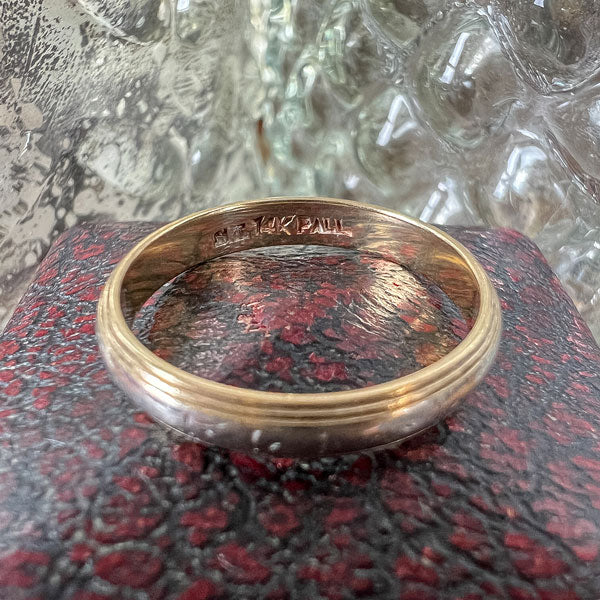 Vintage Two Tone Wedding Band, Size 6 - Image 4