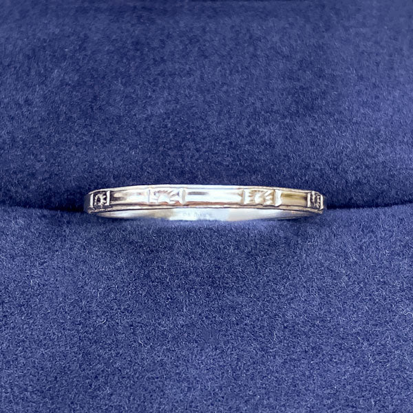 Art Deco Patterned Wedding Band Ring, Size 7