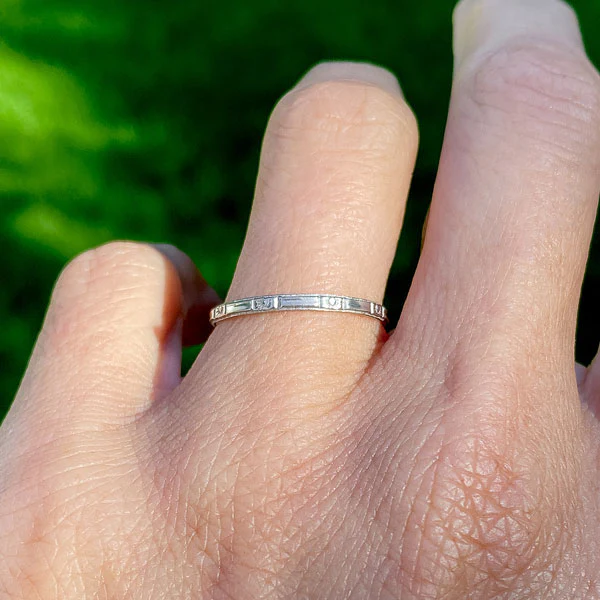Art Deco Patterned Wedding Band Ring, Size 7 - Image 2