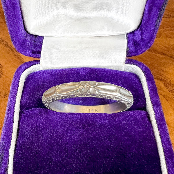 Vintage Patterned Wedding Band Ring, Size 6 1/2