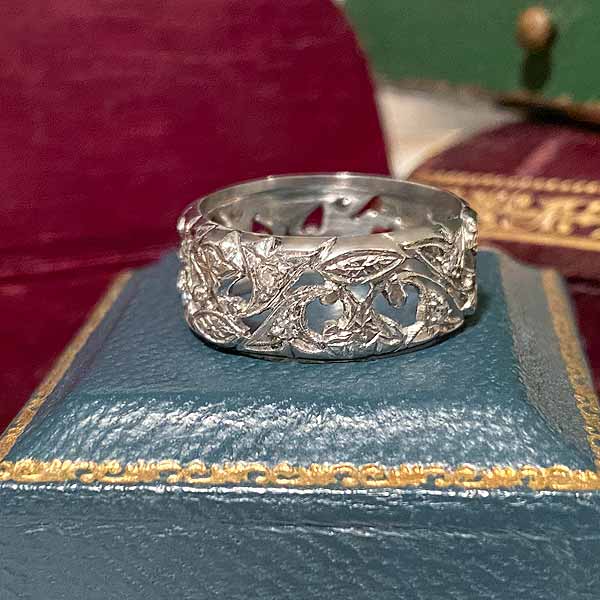 Vintage Patterned Diamond Eternity Band, Size 7 1/4