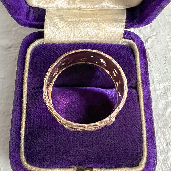 Vintage Patterned Diamond Wedding Band Ring, Size 7.5 - Image 3