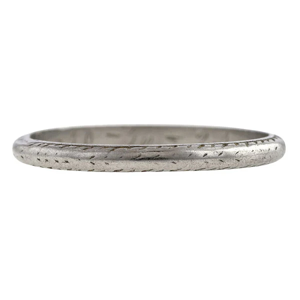 Vintage Patterned Wedding Band Ring, Size 6 1/4