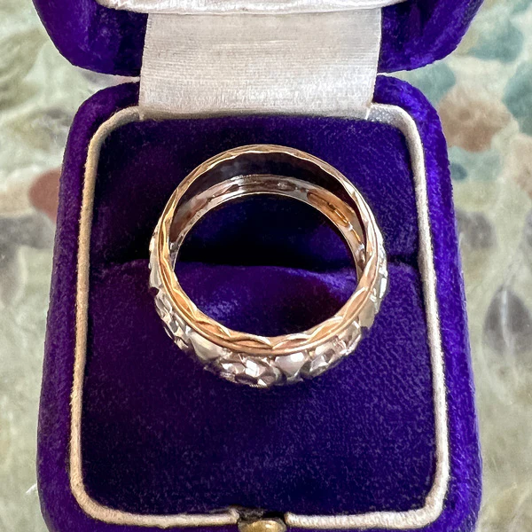 Vintage Patterned Two Toned Wedding Band Ring , Size 6.5 - Image 3