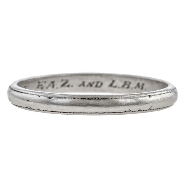 Vintage Wedding Band Ring with Pattern, Platinum, 5.25