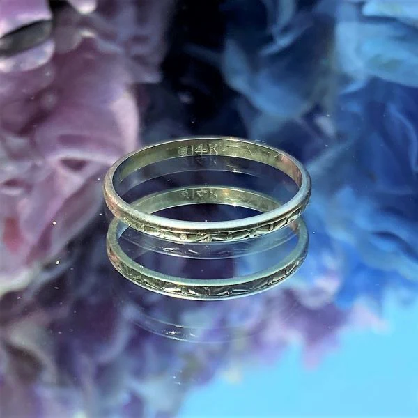 Vintage Patterned Wedding Band, Size 6 1/2 - Image 2