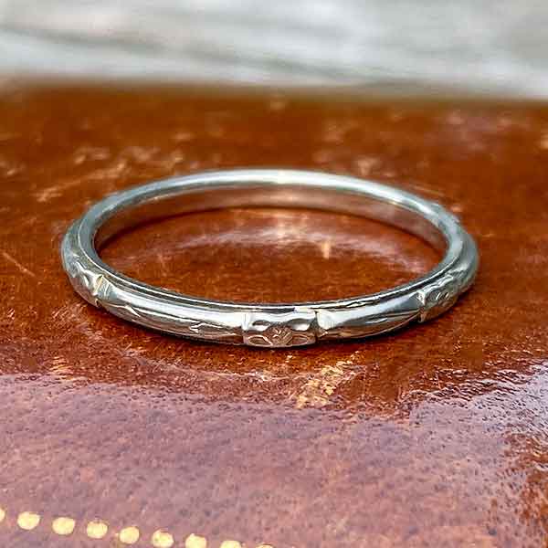 Vintage Patterned Wedding Band Ring, Size 6 1/4