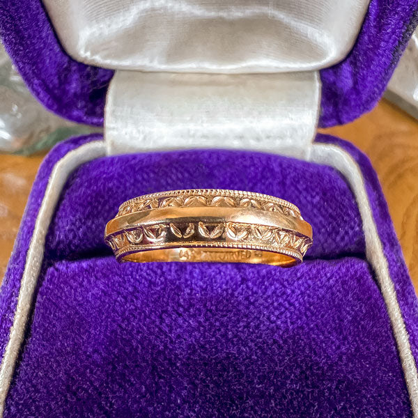 Vintage Patterned Wedding Band, Size 6