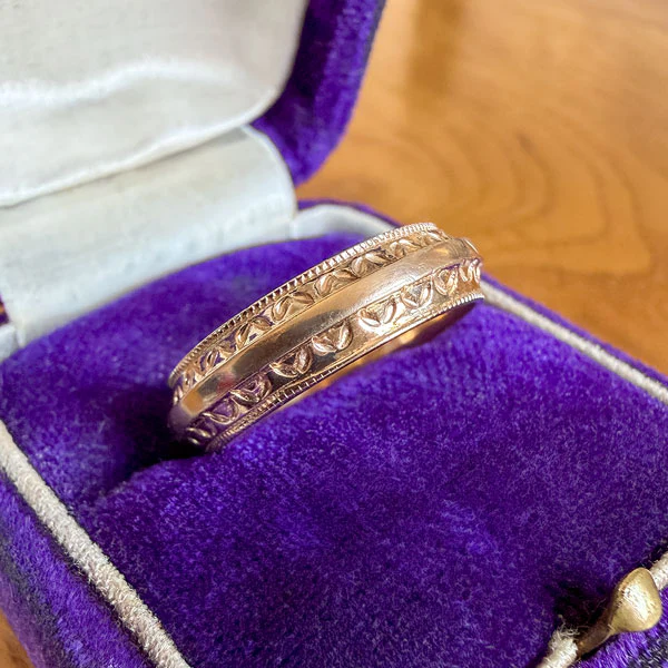 Vintage Patterned Wedding Band, Size 6 - Image 3