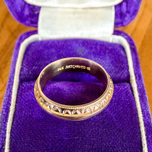 Vintage Patterned Wedding Band, Size 6 - Image 4