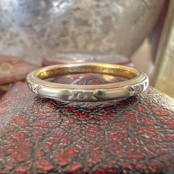 Vintage Patterned Wedding Band Ring, Size 6 1/2