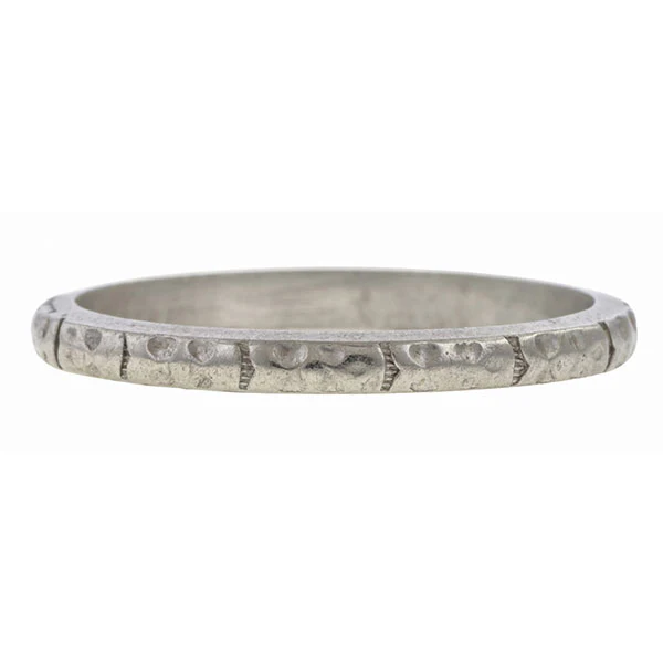 Vintage Patterned Wedding Band Ring, Size 5 1/4