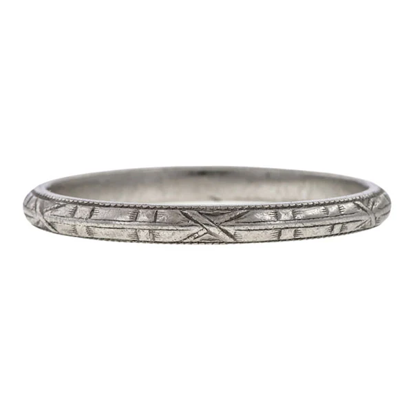 Vintage Art Deco Patterned Wedding Band Ring, Size 6 1/4