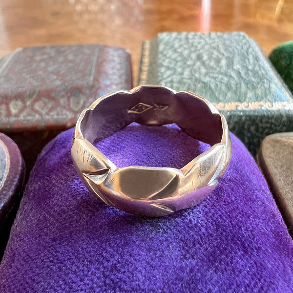 Vintage Patterned Wedding Band Ring, Size 6 1/4 - Image 3