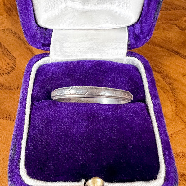 Art Deco Patterned Wedding Band Ring, Size 9