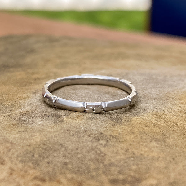Vintage Patterned Wedding Band Ring, Size 5 1/4