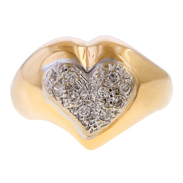 Vintage Pavé Diamond Heart Ring