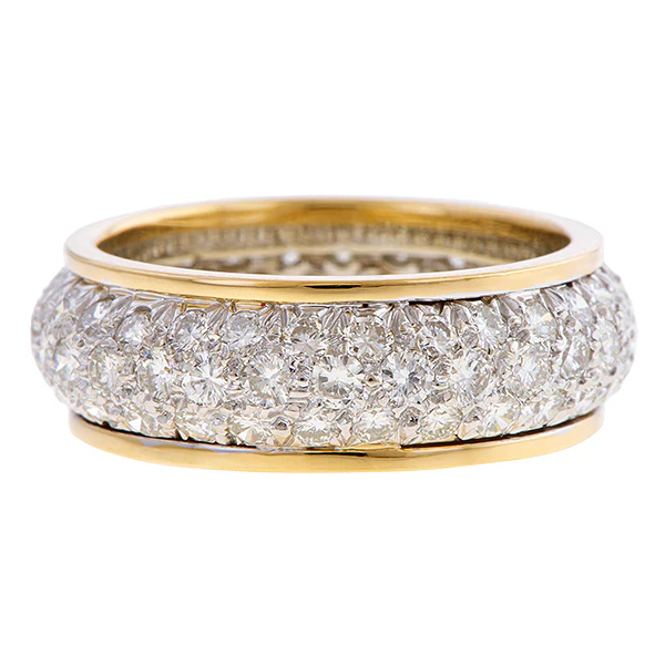 Vintage Wide Diamond Band Ring, size 7 1/4