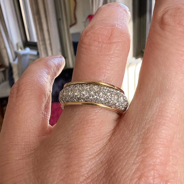 Vintage Wide Diamond Band Ring, size 7 1/4 - Image 2