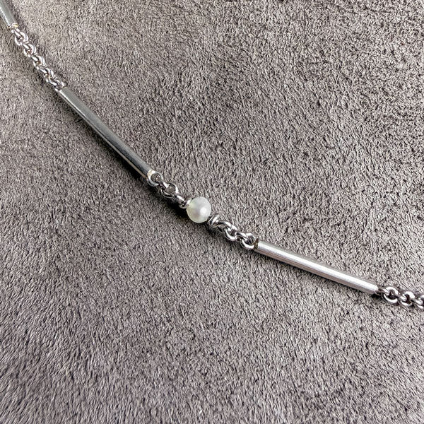 Vintage Pearl Bar Link Chain - Image 2