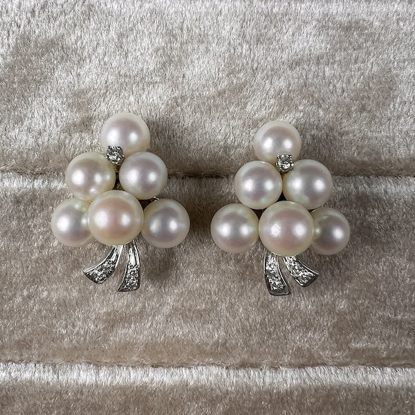 Vintage Pearl & Diamond Earrings