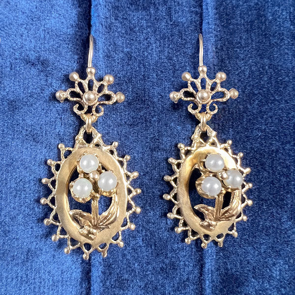 Vintage Pearl Drop Earrings - Image 2