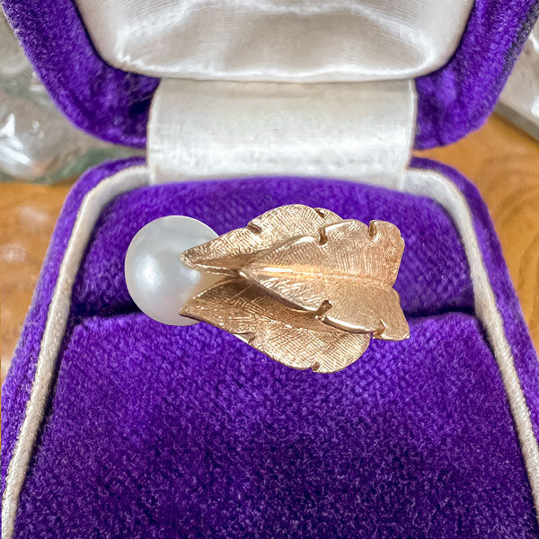 Vintage Pearl Leaf Ring - Image 3