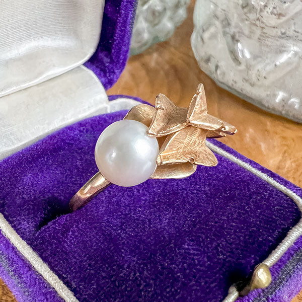 Vintage Pearl Leaf Ring - Image 4