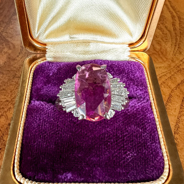 Vintage Pink Sapphire & Diamond Ring