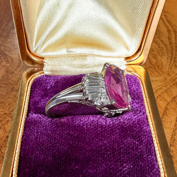 Vintage Pink Sapphire & Diamond Ring - Image 2