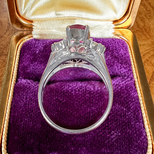 Vintage Pink Sapphire & Diamond Ring - Image 3