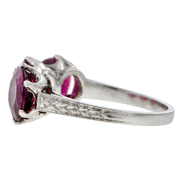 Vintage Pink Tourmaline Three Stone Ring - Image 3