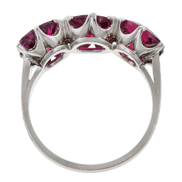 Vintage Pink Tourmaline Three Stone Ring - Image 4