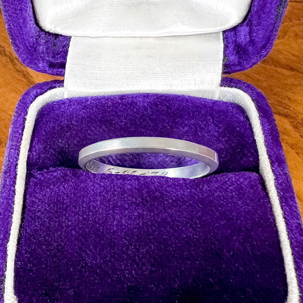 Vintage Platinum Wedding Band Ring, Size 5 1/4