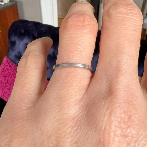 Vintage Platinum Wedding Band Ring, Size 5 1/4 - Image 2