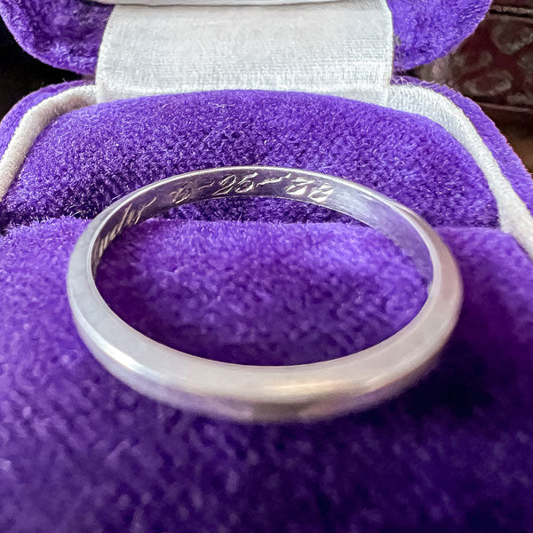 Vintage Platinum Wedding Band Ring, Size 5 1/4 - Image 3