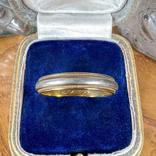 Vintage Two Tone Wedding Band Ring, Size 9