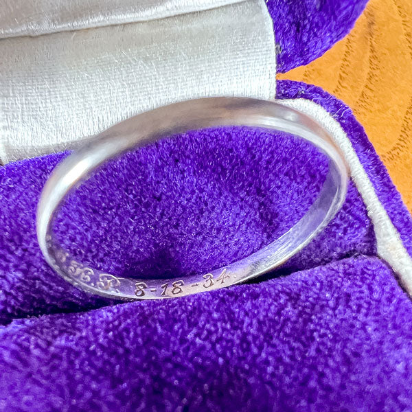 Vintage Wedding Band Ring, 1934, Size 7 1/4 - Image 3