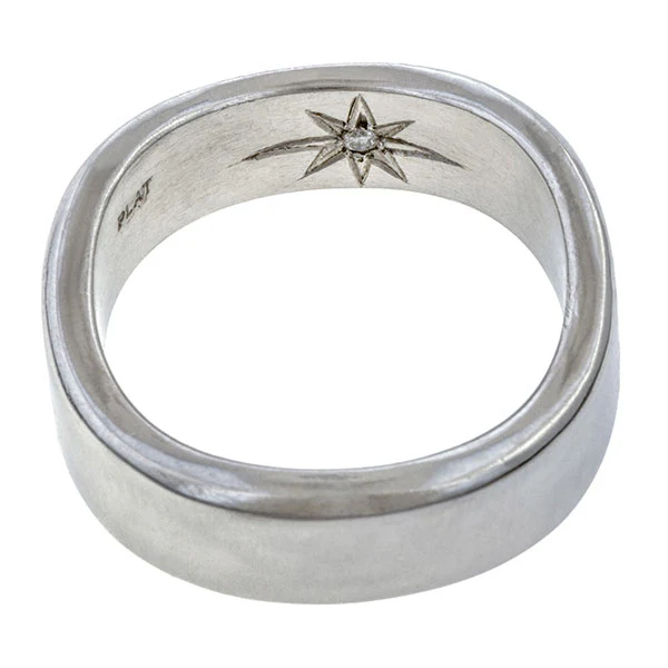 Vintage Platinum Wedding Band Ring, Size 9.75 - Image 3