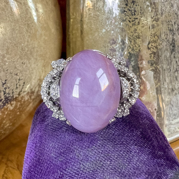 Vintage Purplish Pink Star Sapphire & Diamond Ring