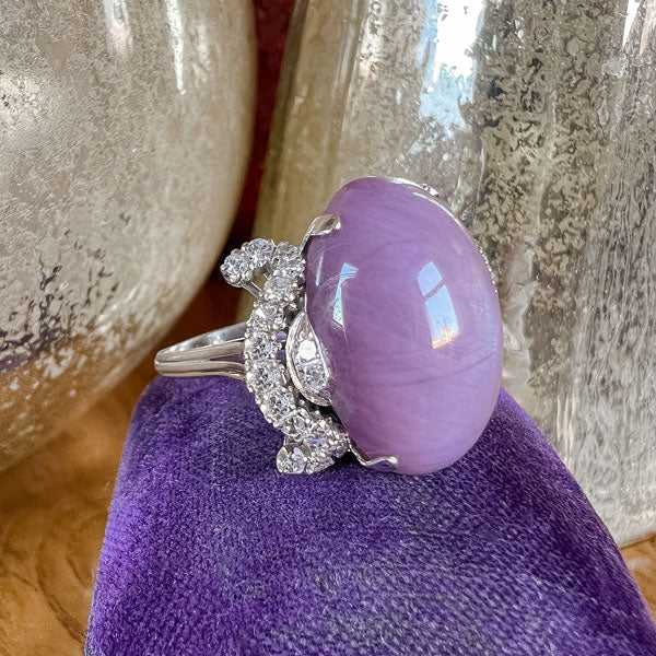Vintage Purplish Pink Star Sapphire & Diamond Ring - Image 3